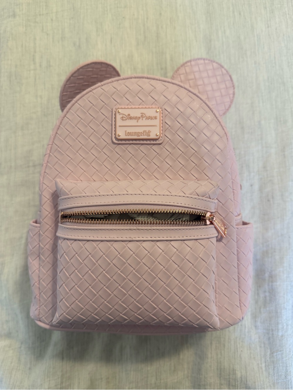 Loungefly Pink Woven Mickey Ear Mini Backpack
